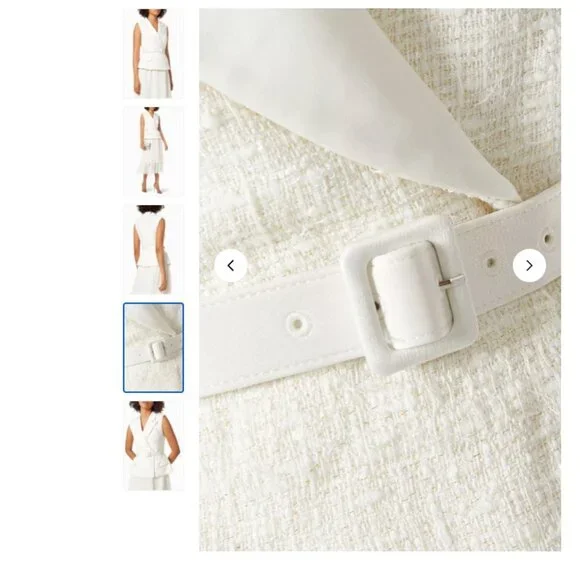 Self-Portrait Lace-Trimmed Bouclé & Chiffon Midi Dress – Size 2 - Picture 4 of 16